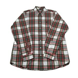 Cinch Plaid Western Shirt‎ Mens Medium Red Green White Long Sleeve Button Up
